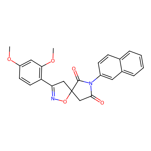 3-(2,4-dimethoxyphenyl)-7-(naphthalen-2-yl)-1-oxa-2,7-diazaspiro[4.4]non-2-ene-6,8-dione structure