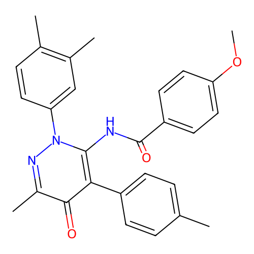 N-(2-(3,4-dimethylphenyl)-6-methyl-5-oxo-4-(p-tolyl)-2,5-dihydropyridazin-3-yl)-4-methoxybenzamide structure