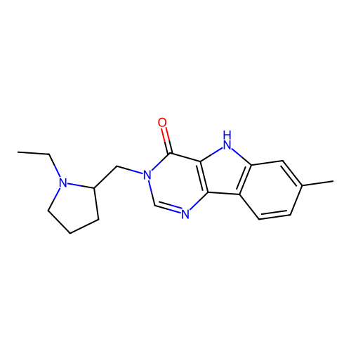 3-((1-ethylpyrrolidin-2-yl)methyl)-7-methyl-3H-pyrimido[5,4-b]indol-4(5H)-one structure
