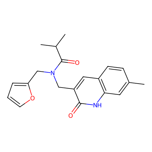 N-(furan-2-ylmethyl)-N-((2-hydroxy-7-methylquinolin-3-yl)methyl)isobutyramide structure