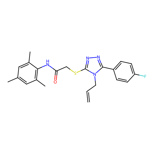 2-{[5-(4-fluorophenyl)-4-(prop-2-en-1-yl)-4H-1,2,4-triazol-3-yl]sulfanyl}-N-(2,4,6-trimethylphenyl)acetamide structure