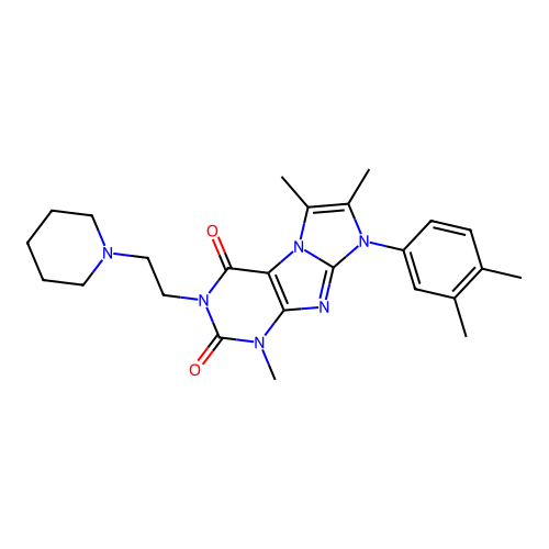 8-(3,4-dimethylphenyl)-1,6,7-trimethyl-3-(2-(piperidin-1-yl)ethyl)-1H-imidazo[2,1-f]purine-2,4(3H,8H)-dione structure