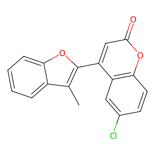 6-chloro-4-(3-methylbenzofuran-2-yl)-2H-chromen-2-one structure