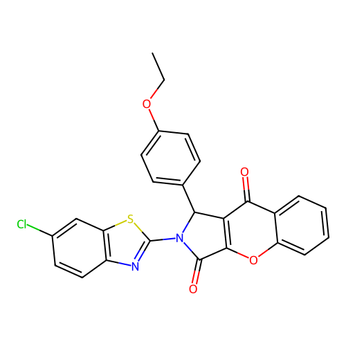 2-(6-chloro-1,3-benzothiazol-2-yl)-1-(4-ethoxyphenyl)-1,2-dihydrochromeno[2,3-c]pyrrole-3,9-dione structure