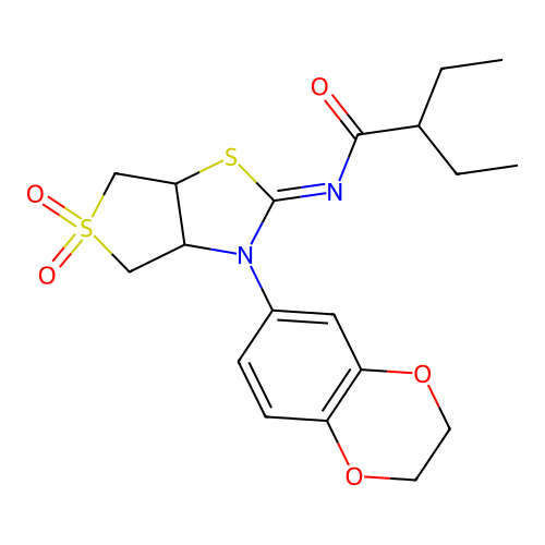 (Z)-N-(3-(2,3-dihydrobenzo[b][1,4]dioxin-6-yl)-5,5-dioxidotetrahydrothieno[3,4-d]thiazol-2(3H)-ylidene)-2-ethylbutanamide structure
