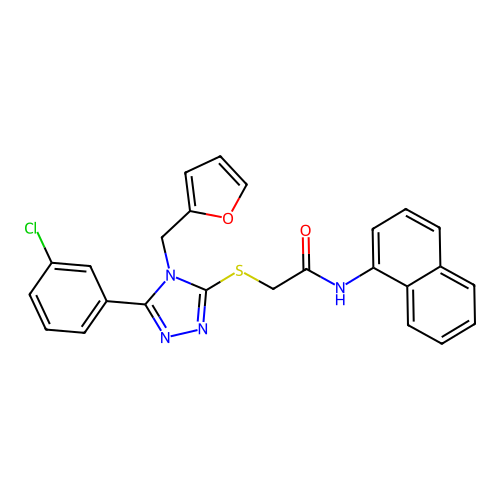 2-{[5-(3-chlorophenyl)-4-(furan-2-ylmethyl)-4H-1,2,4-triazol-3-yl]sulfanyl}-N-(naphthalen-1-yl)acetamide structure