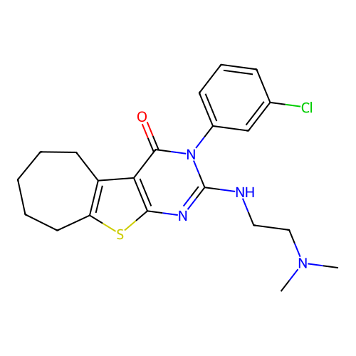 3-(3-chlorophenyl)-2-((2-(dimethylamino)ethyl)amino)-6,7,8,9-tetrahydro-3H-cyclohepta[4,5]thieno[2,3-d]pyrimidin-4(5H)-one structure