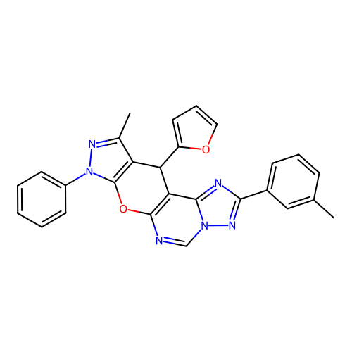 11-(2-FURYL)-10-METHYL-2-(3-METHYLPHENYL)-8-PHENYL-8,11-DIHYDROPYRAZOLO[4',3':5,6]PYRANO[3,2-E][1,2,4]TRIAZOLO[1,5-C]PYRIMIDINE structure
