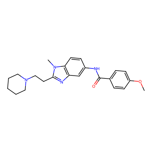 4-methoxy-N-{1-methyl-2-[2-(piperidin-1-yl)ethyl]-1H-benzimidazol-5-yl}benzamide structure
