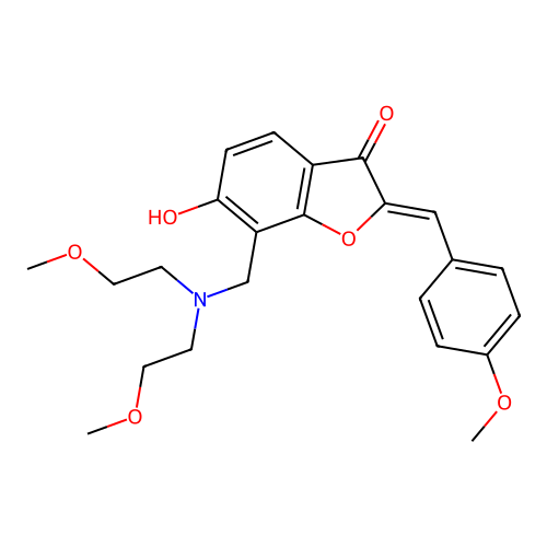 (Z)-7-((bis(2-methoxyethyl)amino)methyl)-6-hydroxy-2-(4-methoxybenzylidene)benzofuran-3(2H)-one structure