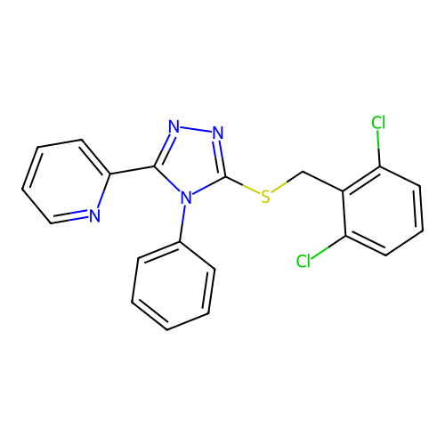 3-[(2,6-Dichlorophenyl)methylthio]-4-phenyl-5-(2-pyridyl)-1,2,4-triazole structure