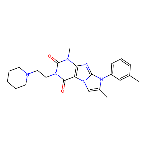 1,7-dimethyl-3-(2-(piperidin-1-yl)ethyl)-8-(m-tolyl)-1H-imidazo[2,1-f]purine-2,4(3H,8H)-dione structure