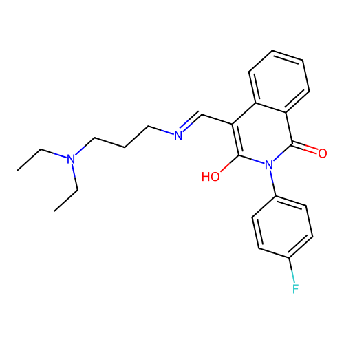 (4Z)-4-[[3-(diethylamino)propylamino]methylidene]-2-(4-fluorophenyl)isoquinoline-1,3-dione structure