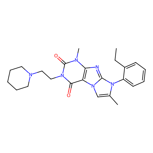 8-(2-ethylphenyl)-1,7-dimethyl-3-(2-(piperidin-1-yl)ethyl)-1H-imidazo[2,1-f]purine-2,4(3H,8H)-dione structure