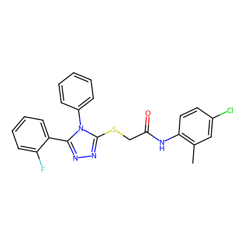 N-(4-chloro-2-methylphenyl)-2-{[5-(2-fluorophenyl)-4-phenyl-4H-1,2,4-triazol-3-yl]sulfanyl}acetamide structure