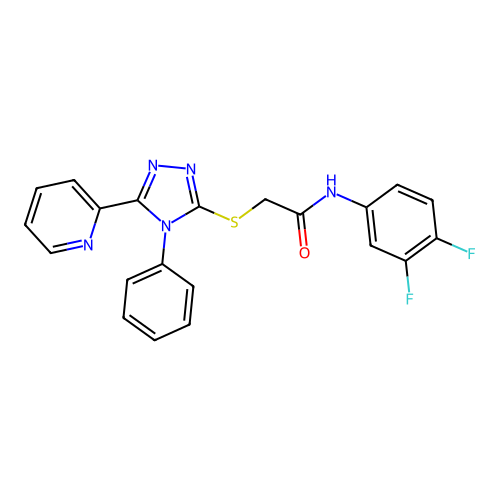 N-(3,4-difluorophenyl)-2-[(4-phenyl-5-pyridin-2-yl-1,2,4-triazol-3-yl)sulfanyl]acetamide structure