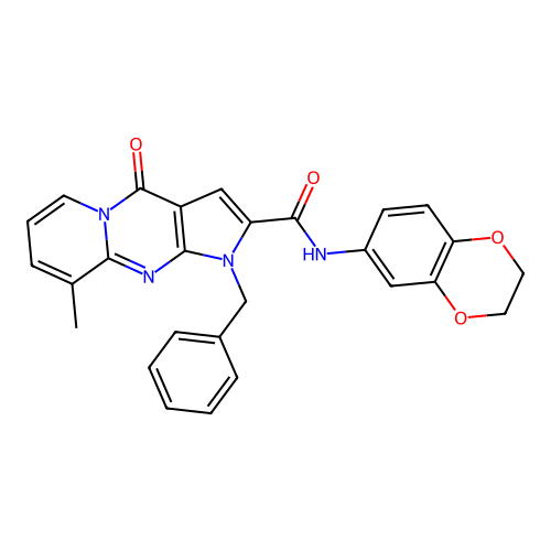 6-benzyl-N-(2,3-dihydro-1,4-benzodioxin-6-yl)-10-methyl-2-oxo-1,6,8-triazatricyclo[7.4.0.0^{3,7}]trideca-3(7),4,8,10,12-pentaene-5-carboxamide structure
