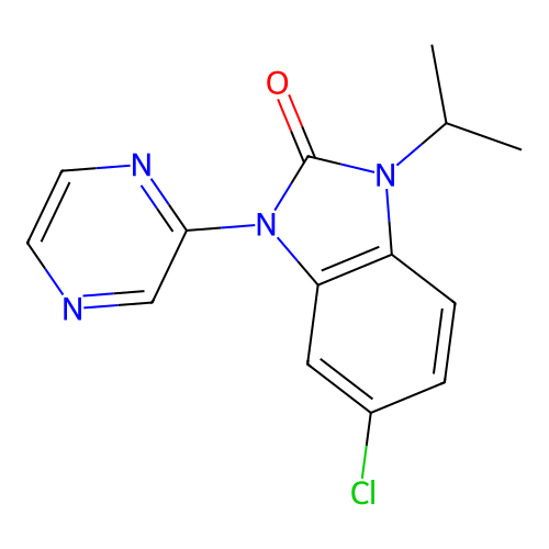 2H-Benzimidazol-2-one, 1,3-dihydro-5-chloro-1-(1-methylethyl)-3-pyrazinyl- structure