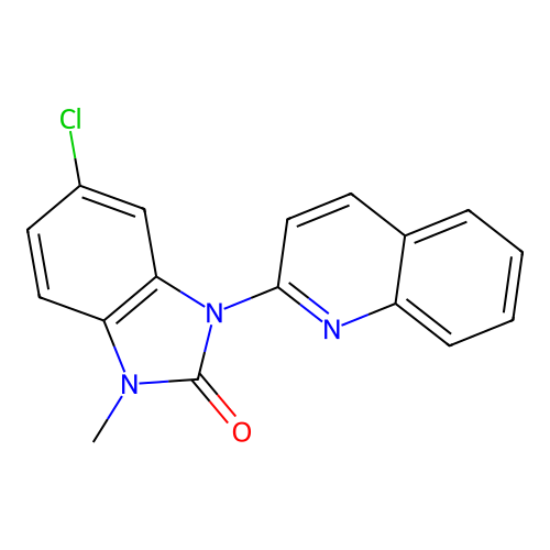 2H-Benzimidazol-2-one, 1,3-dihydro-5-chloro-1-methyl-3-(2-quinolinyl)- structure