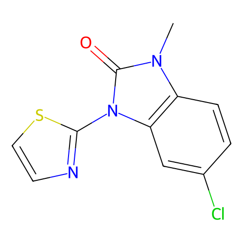 2H-Benzimidazol-2-one, 1,3-dihydro-5-chloro-1-methyl-3-(2-thiazolyl)- structure