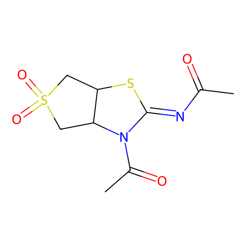 (Z)-N-(3-acetyl-5,5-dioxidotetrahydrothieno[3,4-d]thiazol-2(3H)-ylidene)acetamide structure