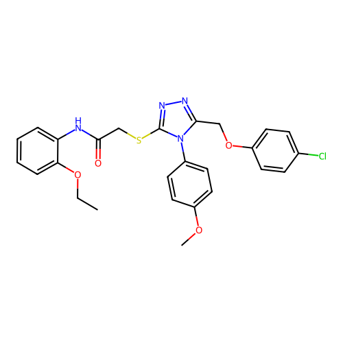 2-((5-((4-chlorophenoxy)methyl)-4-(4-methoxyphenyl)-4H-1,2,4-triazol-3-yl)thio)-N-(2-ethoxyphenyl)acetamide structure
