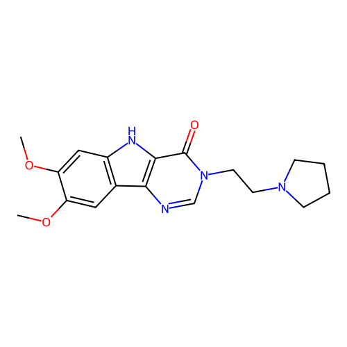 7,8-dimethoxy-3-(2-pyrrolidin-1-ylethyl)-5H-pyrimido[5,4-b]indol-4-one structure