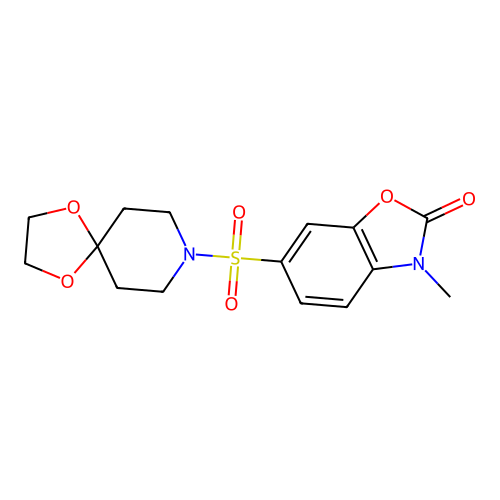 6-(1,4-dioxa-8-azaspiro[4.5]dec-8-ylsulfonyl)-3-methyl-1,3-benzoxazol-2(3H)-one structure