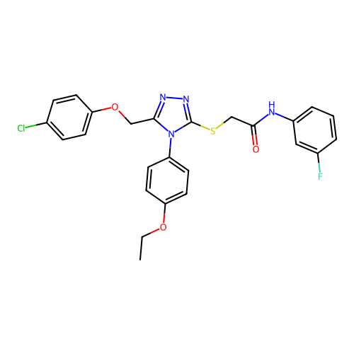 2-((5-((4-chlorophenoxy)methyl)-4-(4-ethoxyphenyl)-4H-1,2,4-triazol-3-yl)thio)-N-(3-fluorophenyl)acetamide structure