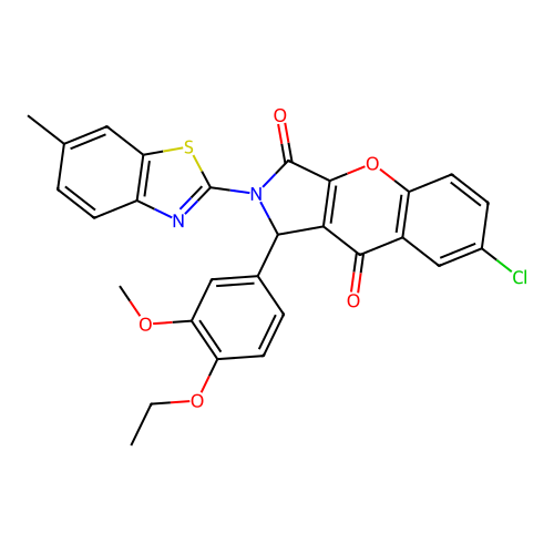 7-chloro-1-(4-ethoxy-3-methoxyphenyl)-2-(6-methyl-1,3-benzothiazol-2-yl)-1,2-dihydrochromeno[2,3-c]pyrrole-3,9-dione structure