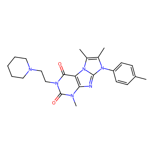 1,6,7-trimethyl-3-(2-(piperidin-1-yl)ethyl)-8-(p-tolyl)-1H-imidazo[2,1-f]purine-2,4(3H,8H)-dione structure