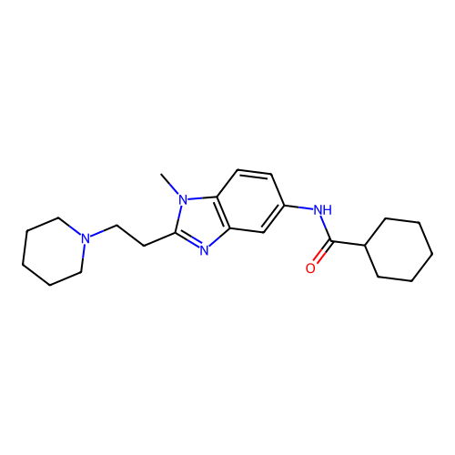N-(1-methyl-2-(2-(piperidin-1-yl)ethyl)-1H-benzo[d]imidazol-5-yl)cyclohexanecarboxamide structure