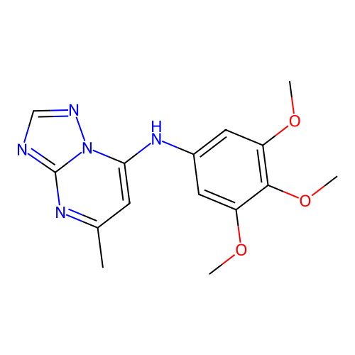 5-methyl-N-(3,4,5-trimethoxyphenyl)-[1,2,4]triazolo[1,5-a]pyrimidin-7-amine structure