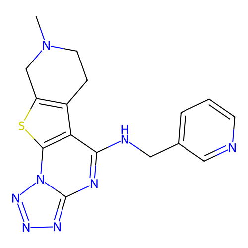 8-methyl-N-(pyridin-3-ylmethyl)-6,7,8,9-tetrahydropyrido[4',3':4,5]thieno[3,2-e]tetrazolo[1,5-a]pyrimidin-5-amine structure