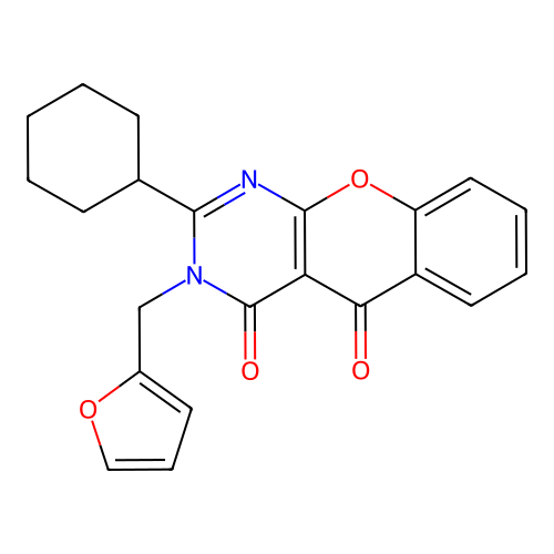 2-cyclohexyl-3-(furan-2-ylmethyl)-3H-chromeno[2,3-d]pyrimidine-4,5-dione structure