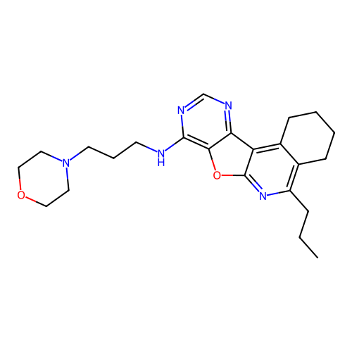 N-(3-morpholinopropyl)-5-propyl-1,2,3,4-tetrahydropyrimido[4',5':4,5]furo[2,3-c]isoquinolin-8-amine structure