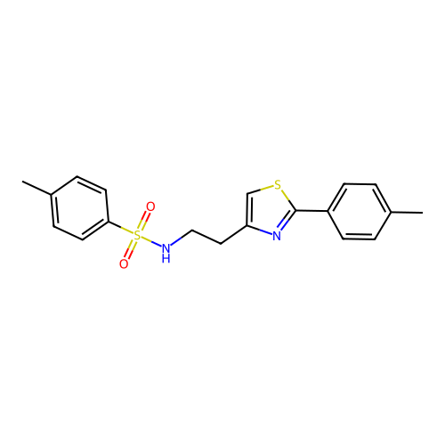 4-methyl-N-(2-(2-(p-tolyl)thiazol-4-yl)ethyl)benzenesulfonamide structure