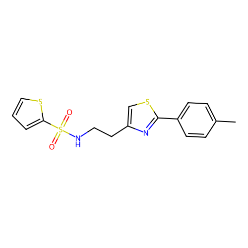 N-(2-(2-(p-tolyl)thiazol-4-yl)ethyl)thiophene-2-sulfonamide structure
