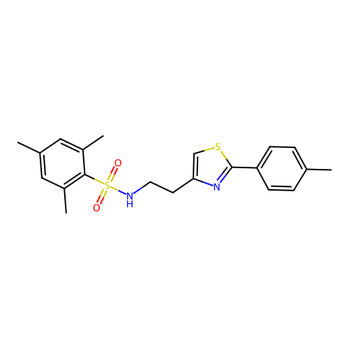 2,4,6-trimethyl-N-(2-(2-(p-tolyl)thiazol-4-yl)ethyl)benzenesulfonamide structure
