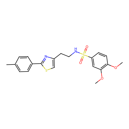 3,4-dimethoxy-N-(2-(2-(p-tolyl)thiazol-4-yl)ethyl)benzenesulfonamide structure