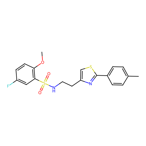5-fluoro-2-methoxy-N-(2-(2-(p-tolyl)thiazol-4-yl)ethyl)benzenesulfonamide structure