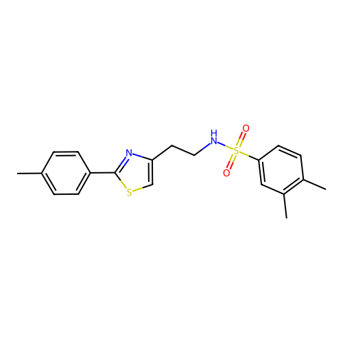 3,4-dimethyl-N-(2-(2-(p-tolyl)thiazol-4-yl)ethyl)benzenesulfonamide structure