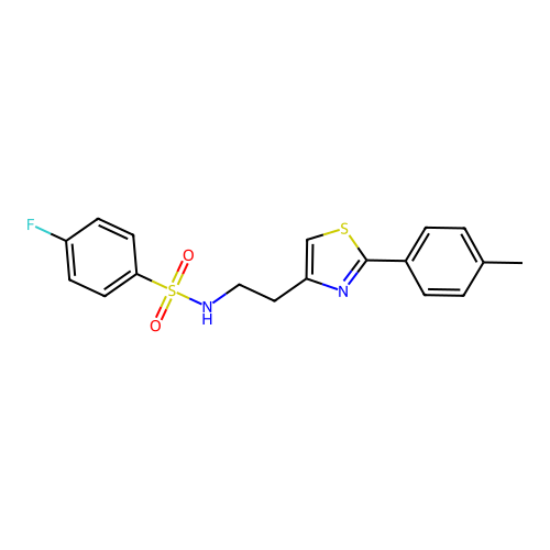 4-fluoro-N-(2-(2-(p-tolyl)thiazol-4-yl)ethyl)benzenesulfonamide structure