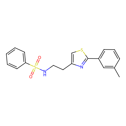 N-(2-(2-(m-tolyl)thiazol-4-yl)ethyl)benzenesulfonamide structure
