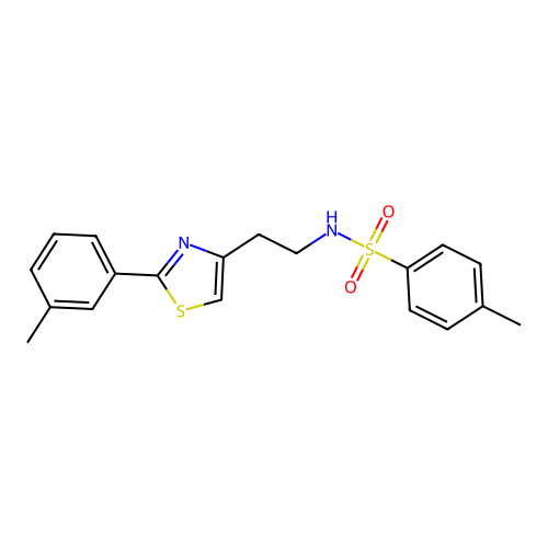 4-methyl-N-(2-(2-(m-tolyl)thiazol-4-yl)ethyl)benzenesulfonamide structure