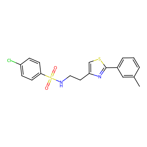 4-chloro-N-(2-(2-(m-tolyl)thiazol-4-yl)ethyl)benzenesulfonamide structure