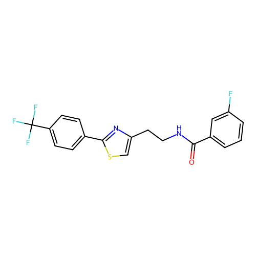 3-fluoro-N-(2-(2-(4-(trifluoromethyl)phenyl)thiazol-4-yl)ethyl)benzamide structure
