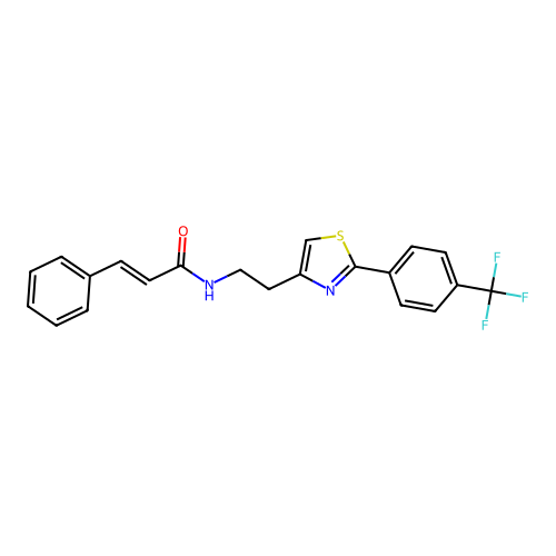 N-(2-(2-(4-(trifluoromethyl)phenyl)thiazol-4-yl)ethyl)cinnamamide structure