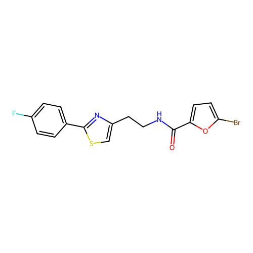 5-bromo-N-(2-(2-(4-fluorophenyl)thiazol-4-yl)ethyl)furan-2-carboxamide structure