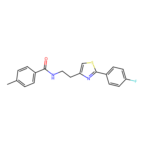 N-{2-[2-(4-fluorophenyl)-1,3-thiazol-4-yl]ethyl}-4-methylbenzamide structure